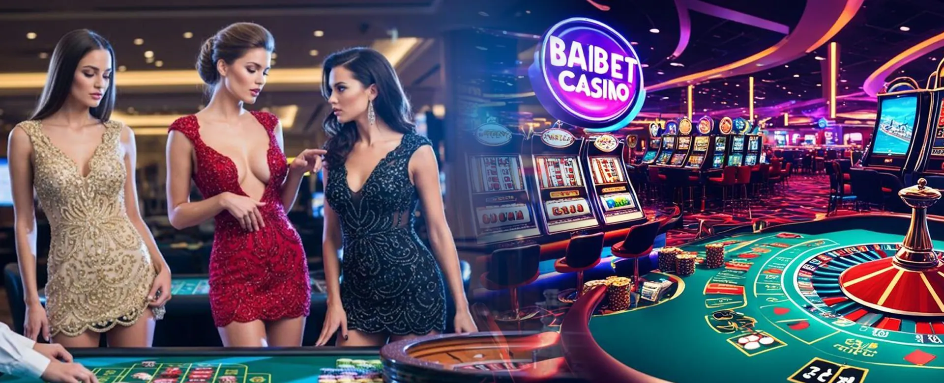 Dynamic background of a vibrant online casino with Arad Winwin Robbie Caruso elements
